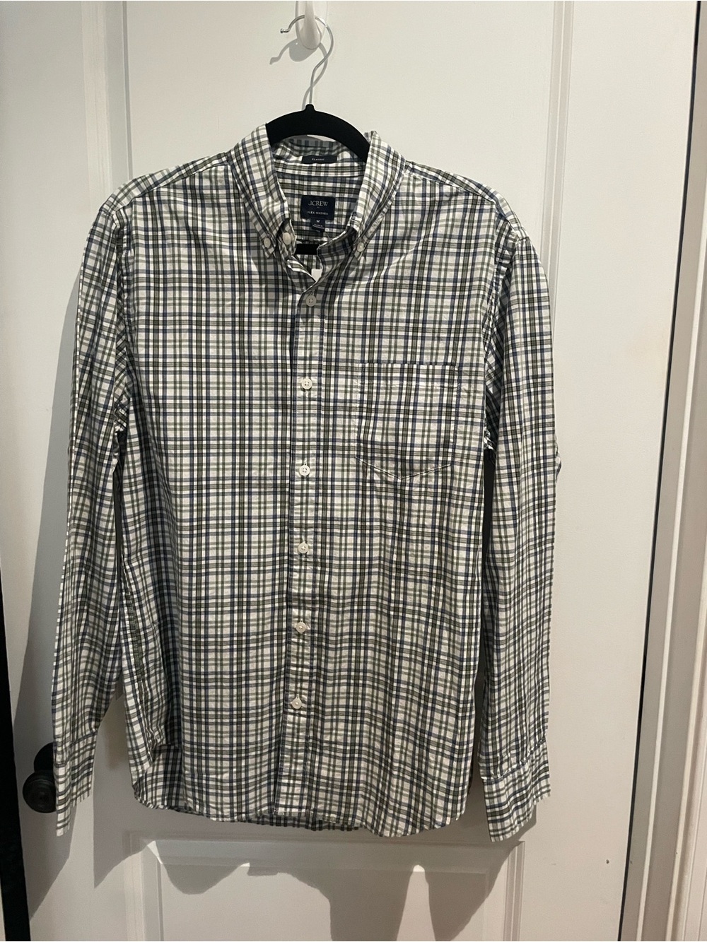 J. Crew Men’s Green and White Plaid Button-Down Shirt - NWT